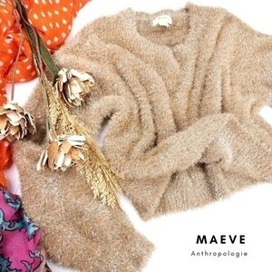New Maeve by Anthropologie Tan Silver Sweater  Sz M